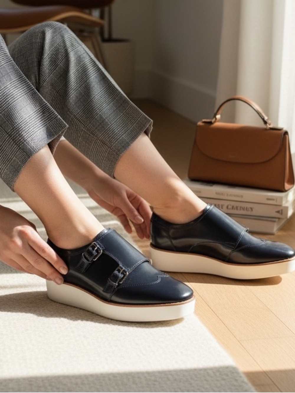 Massimo Dutti Navy Leather Double Monk Strap Loafers
Size 9 BNWT